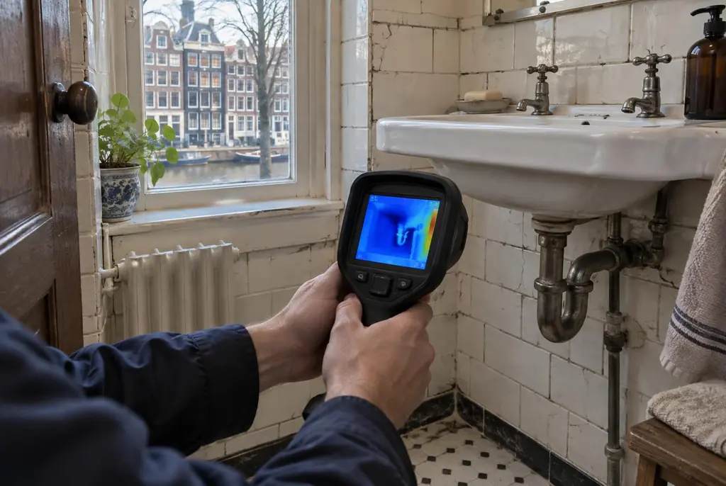 Lekdetectie De Bilt – badkamer met oude leidingen achter de tegels